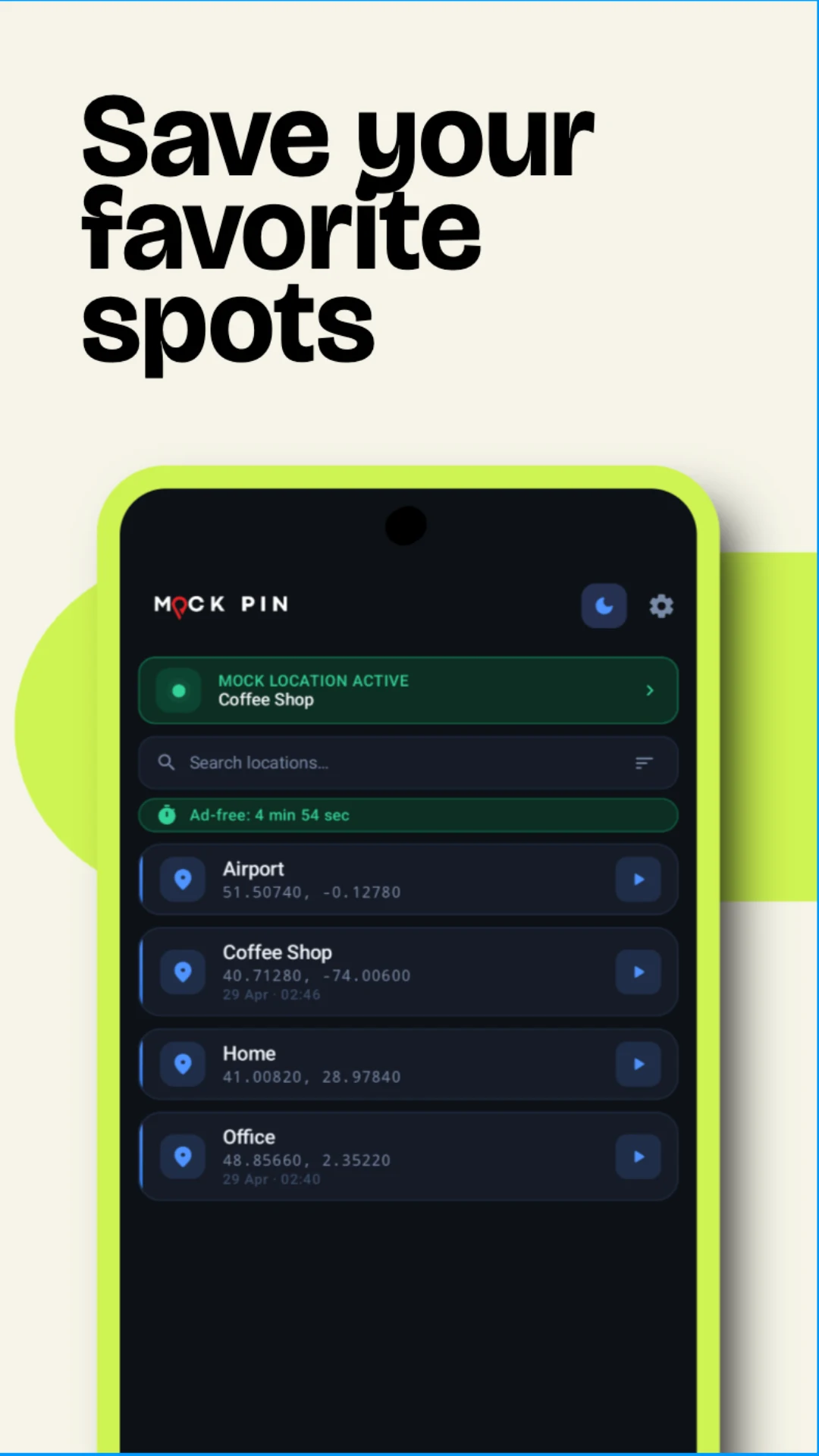 Fake GPS - MockPin Location screenshot